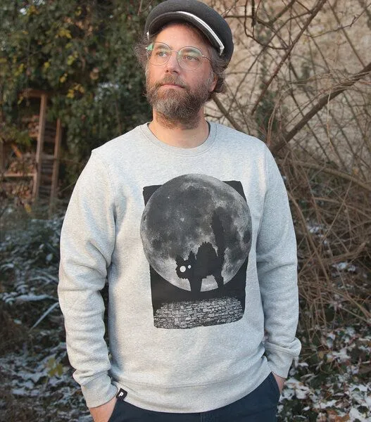 päfjes päfjes Katze Minka Fauch - Fair Wear Unisex Sweater - Heather Grey, Grau, – Produktbild 2 von 4