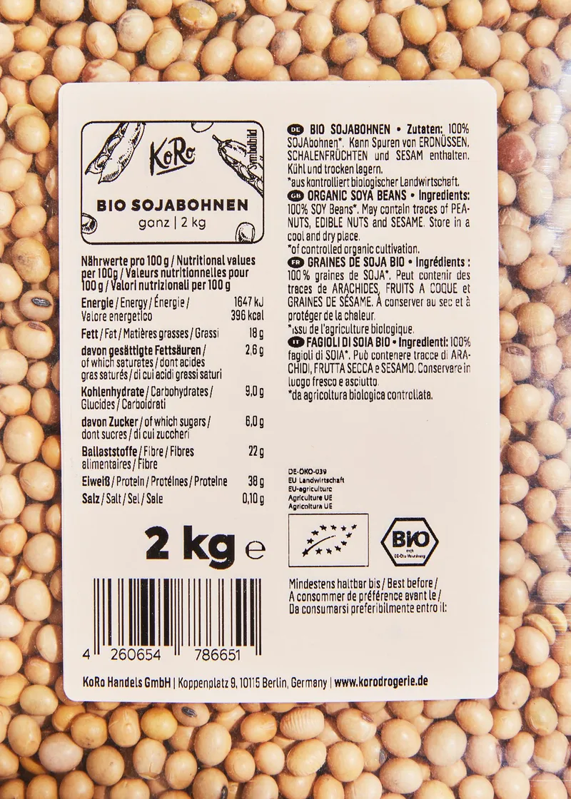KoRo Bio Sojabohnen 2 kg – Produktbild 3 von 5