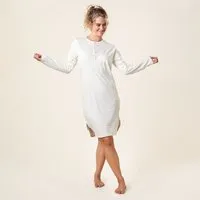 Living Crafts Living Crafts DOMINIQUE - Unisex Nachthemd im angesagten Retro-Look, Natural, – Produktbild 1 von 1