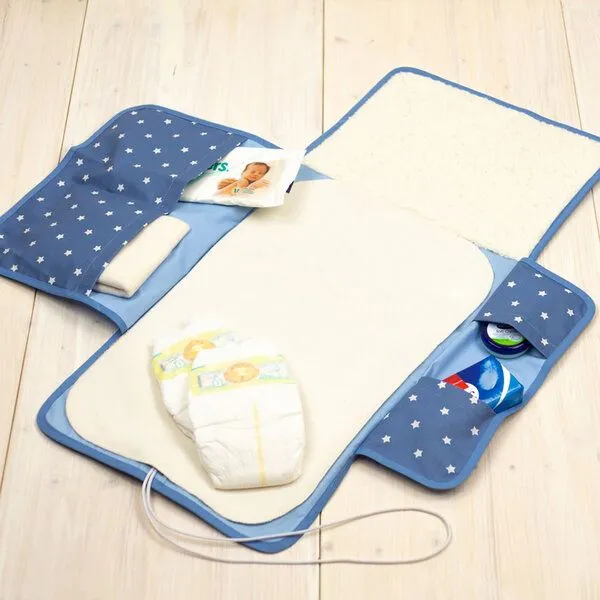 Flosinn Flosinn Wickeltasche Wickelunterlage Wickelclutch abwischbar, Blau (jeansblau), – Produktbild 3 von 4