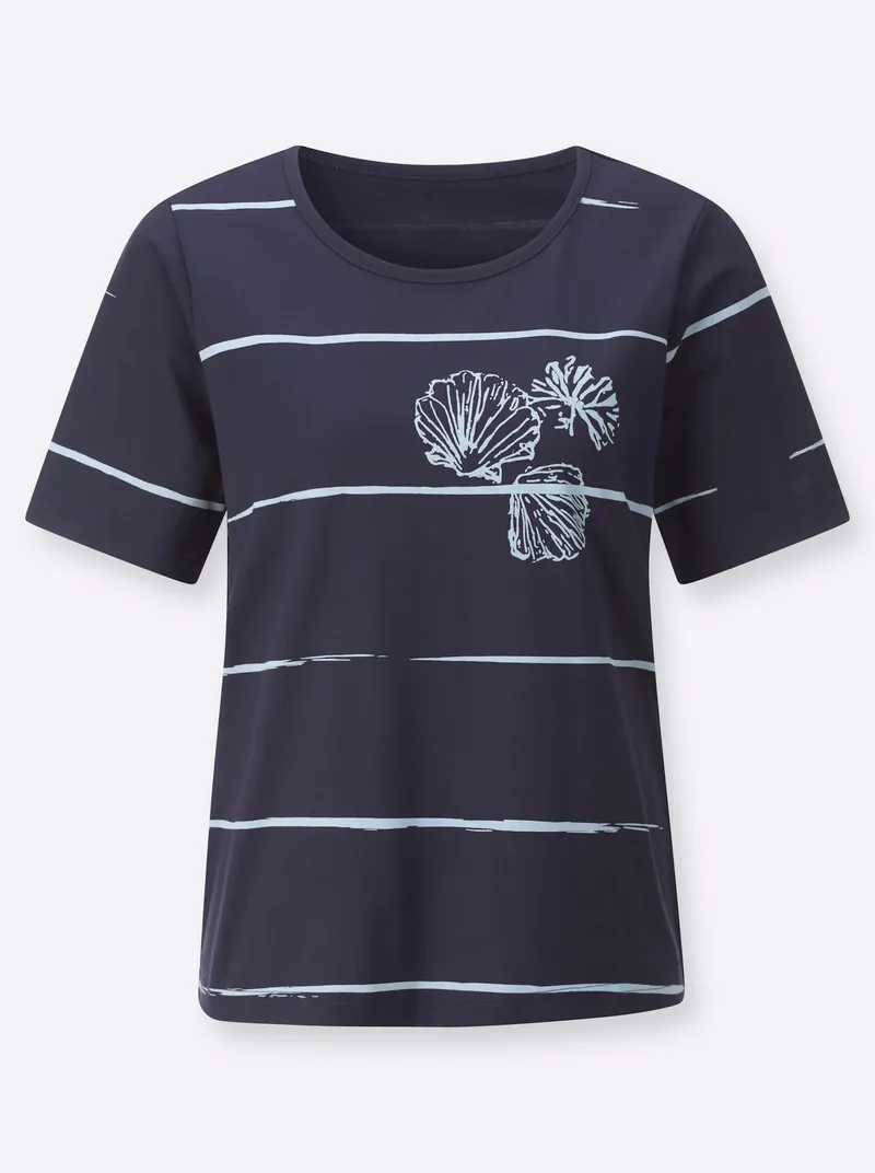 Witt Kurzarmshirt marine-hellblau-bedruckt, Marine-hellblau-bedruckt, – Produktbild 2 von 2