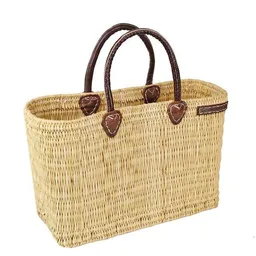 NATUREHOME Schilftasche Damen NATUREHOME M 39x25x11 cm – handgeflochtene Korbtasche mit Ledergriffen, nachhaltige Shopper Tasche aus Naturmaterial, Strandtasche & Einkaufstasche im Boho Design, leicht & robust – Produktbild 1 von 1