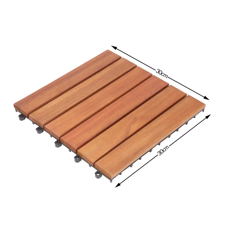 Casaria® Holzfliese Eukalyptusholz 11er-Set 30x30cm, Braun, – Produktbild 1 von 2