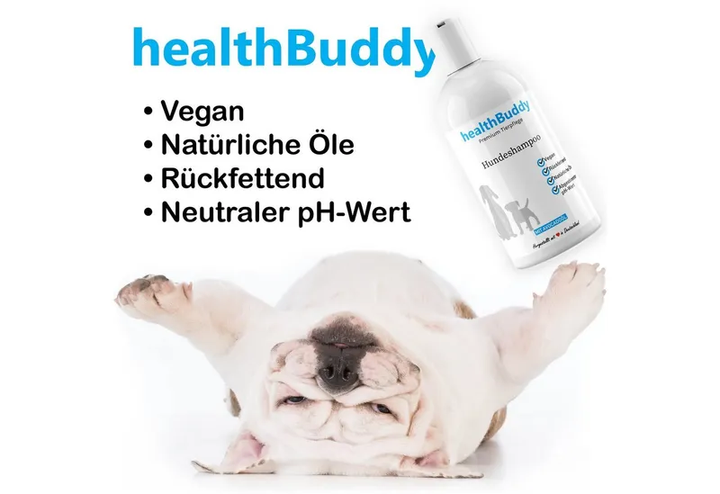 healthBuddy Tiershampoo Premium Hundeshampoo mit natürlichem Avocadoöl, 500 ml, (Packung, – Made in Germany – Entfernt unangenehme Gerüche), Für empfindliche Haut und Fell, Rückfettend, gegen Juckreiz und Flöhe – Produktbild 2 von 5