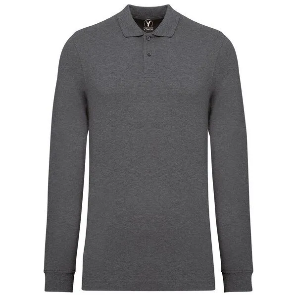 YTWOO YTWOO Herren Piqué-Polo Langarm, Grey heather, – Produktbild 1 von 3