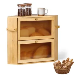 Vevor Vevor Eck-Brotkasten 2 Ebenen Acrylfenster Brotbox 35x35x42 cm Bambusholz Ideal für Bagels, Muffins & Selbstgebackenes Brot, mit Magnetverschluss, Seitenhaken & Belüftungslöchern, Brotkiste Küche – Produktbild 1 von 1