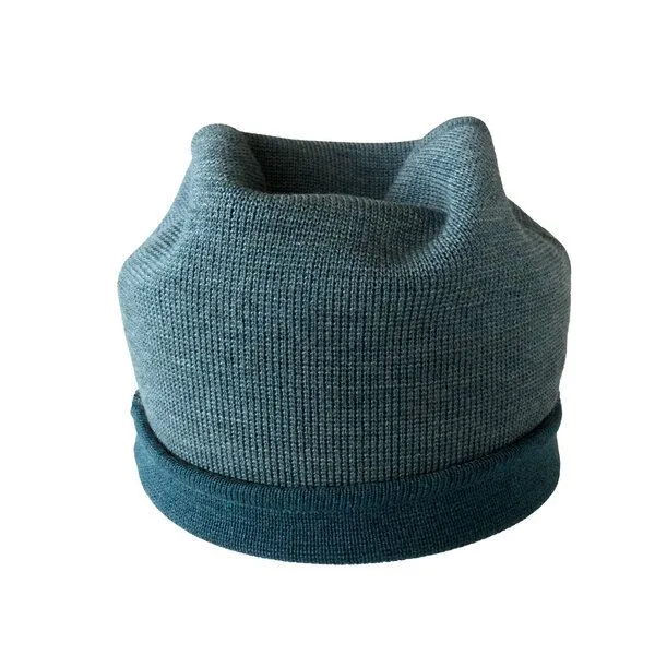 austriandesign.at austriandesign.at BeanieMütze reversibel aus extrafeiner Merinowolle, Petrol/blaupetrol, – Produktbild 3 von 4