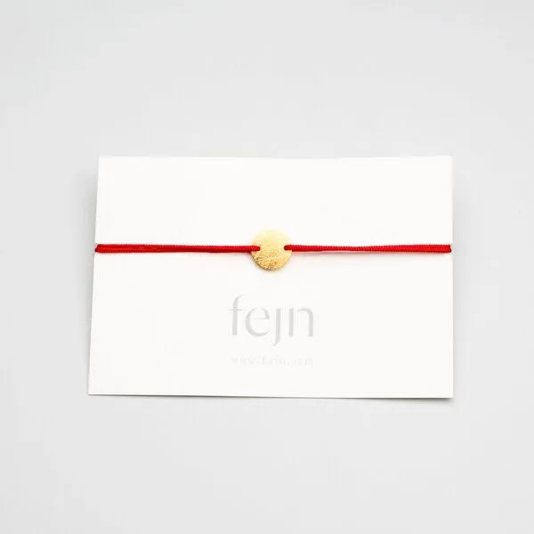 fejn jewelry fejn jewelry Armband 'satin disc' mit farbigen Textilband, Gold, – Produktbild 3 von 8