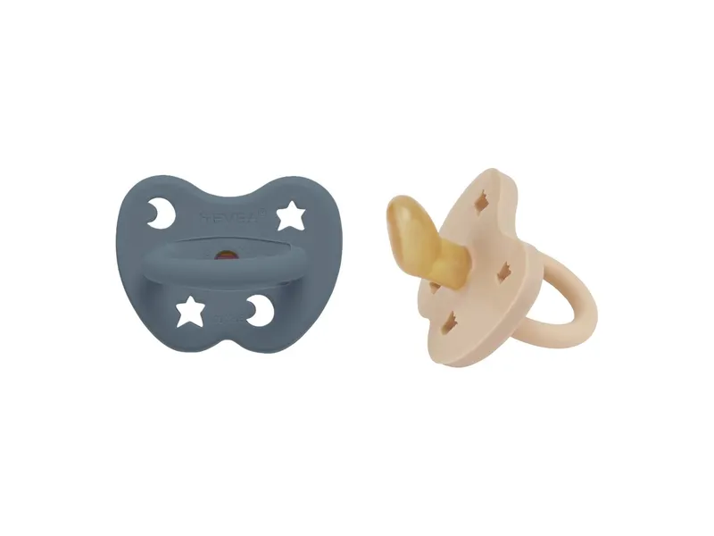 HEVEA HEVEA 2er-Pack Schnuller Sand & Ocean Blue kiefergerecht ab 3 Monate, Naturkautschuk, Krone + Stern – Produktbild 2 von 2