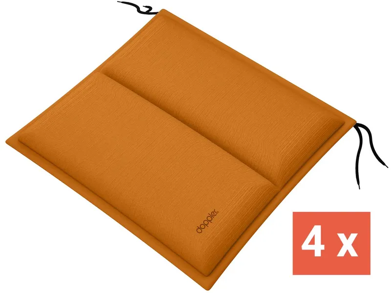 Doppler doppler Sitzkissen "CITY" mit Längssteppung, 4er-Pack, 48x48x6 cm, Polyester, orange – Produktbild 1 von 1