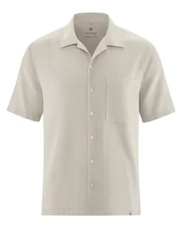 HempAge Hempage Herren vegan Kurzarmhemd Distel Beige – Produktbild 1 von 1