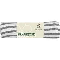 Memo memo Geschirrtuch aus Bio-BW, Fairtrade, 50x70 cm, anthra gestr., individuelleBanderole – Produktbild 1 von 1