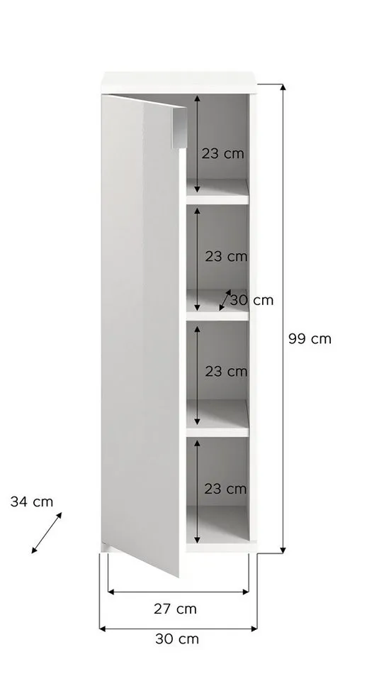 xonox.home Schuhschrank Kommode Projekt X, weiß Hochglanz, Weiß, – Produktbild 5 von 5