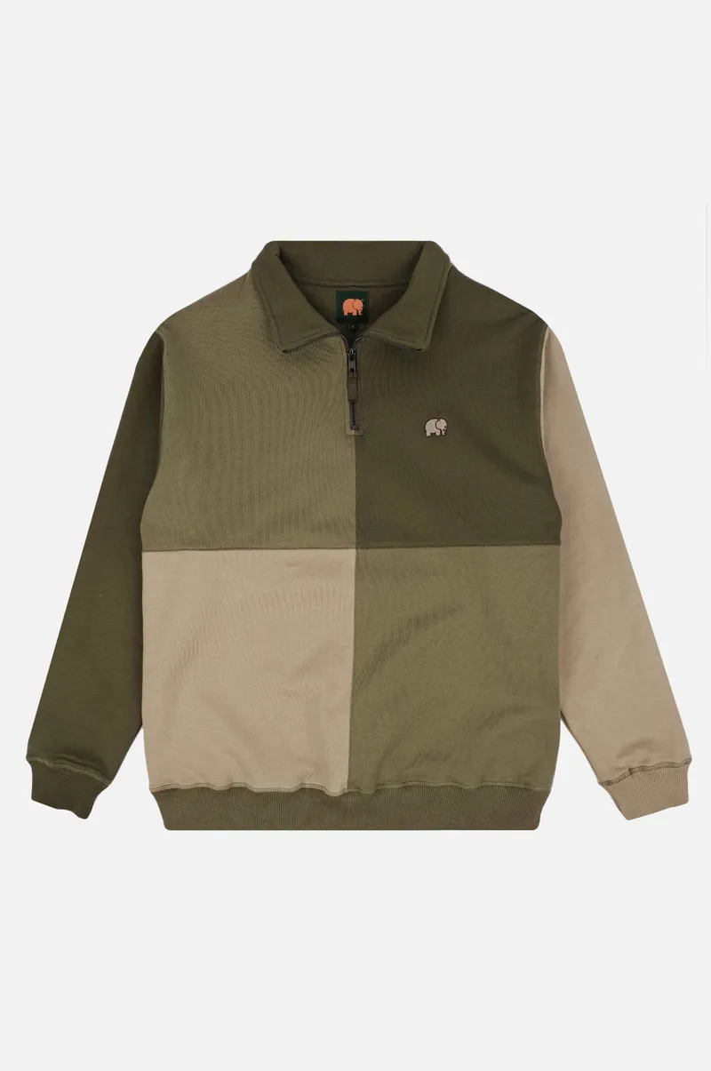 Trendsplant Trendsplant Herren vegan Sweatshirt Color Block Gothic Olive, Beige, – Produktbild 2 von 2