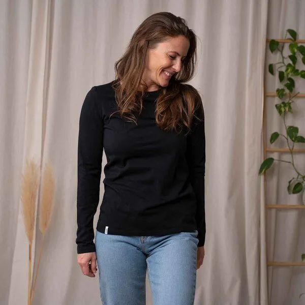 Vresh Clothing Vresh Clothing Vee - Longsleeve aus Biobaumwolle, Schwarz, – Produktbild 1 von 7