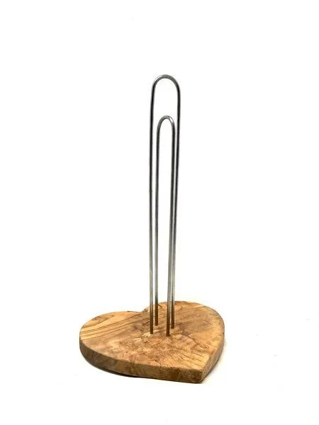 Olivenholz erleben Olivenholz erleben WC-Rollenhalter KLASSIK & DESIGN mit Sockel in Herzfrom aus Olivenholz – Produktbild 6 von 7