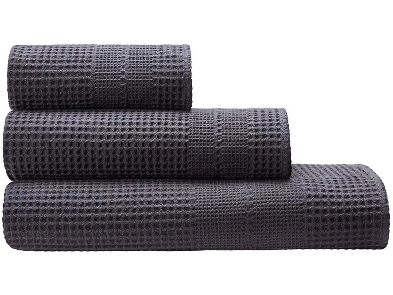 Cotonea Cotonea Waffelpikee Handtuch, 50 x 100 cm, Bio-Baumwolle, anthrazit – Produktbild 1 von 1