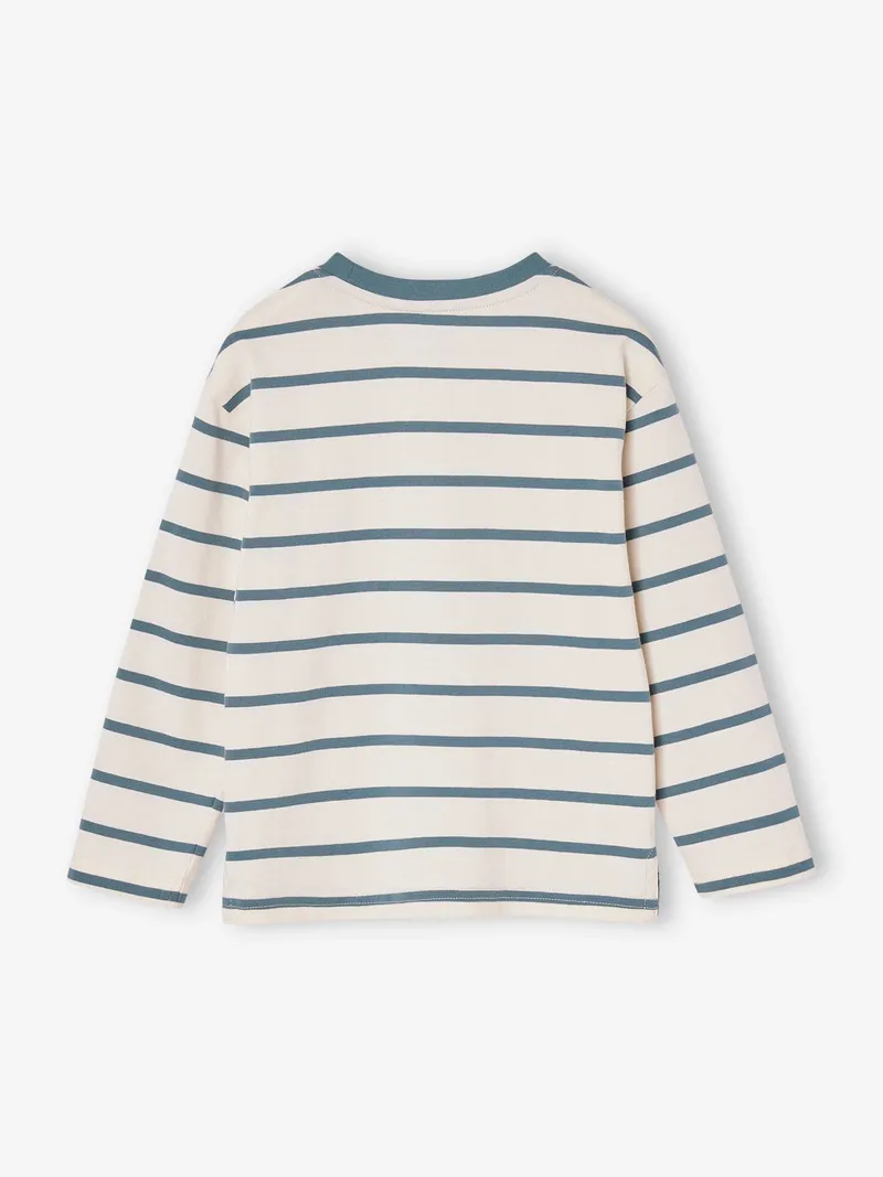 Vertbaudet Jungen Langarm-Ringelshirt, Aqua, – Produktbild 2 von 3