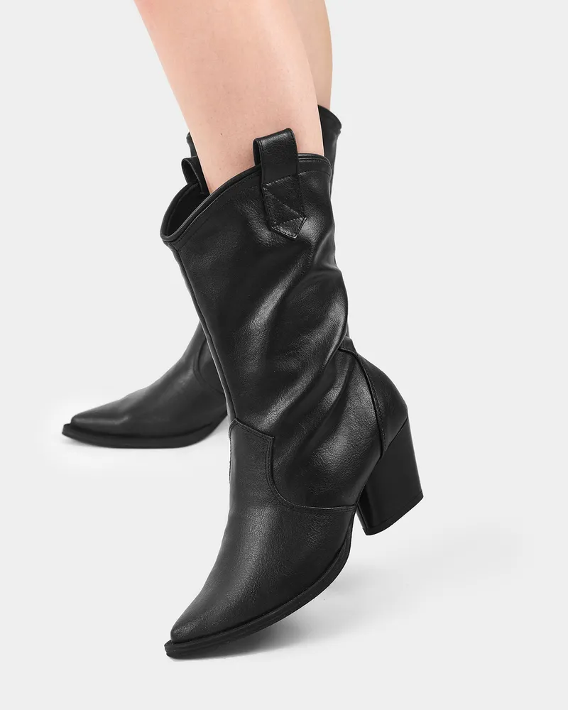 BOHEMA BOHEMA Damen vegan Sleeky Cowboy Stiefel Schwarz, Schwarz, – Produktbild 2 von 2