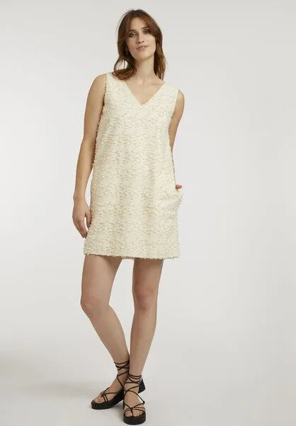 THOKKTHOKK ThokkThokk Damen Kleid Bio Fair, Cloud cream fringes, – Produktbild 1 von 5