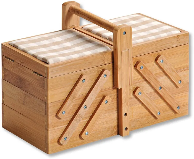Kesper Kesper Nähkästchen mit 6 Fächern und 2 Nadelkissen (1 St), FSC®-zertifizierter Bambus, Braun, – Produktbild 2 von 5