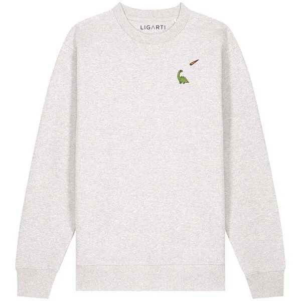 LIGARTI Bestickter Pullover – Charlie der Dino – LIGARTI Tiermanufaktur, Hellgrau, – Produktbild 1 von 3