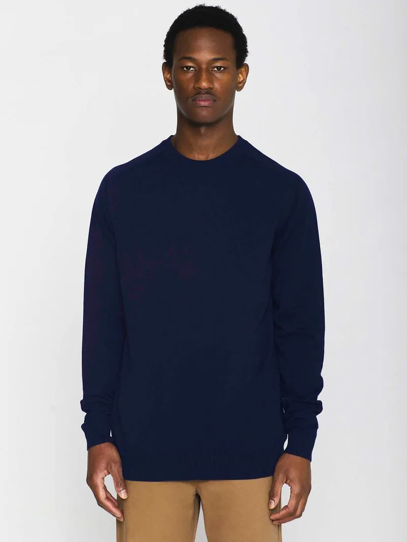 KnowledgeCotton Apparel Knowledge Cotton Apparel Wollpullover Navyblau - Größe M, Blau, – Produktbild 1 von 4