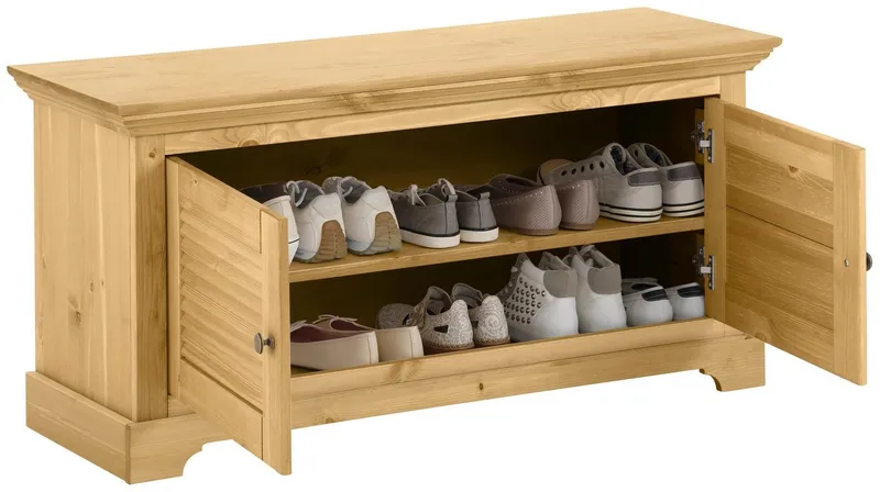 OTTO home Schuhbank Ayanna, Bank, Sitzbank, im Landhausstil, FSC®, Sitzbank aus massiver Kiefer, FSC®, Breite 110 cm, Sitzhöhe 53 cm, Beige, – Produktbild 4 von 5