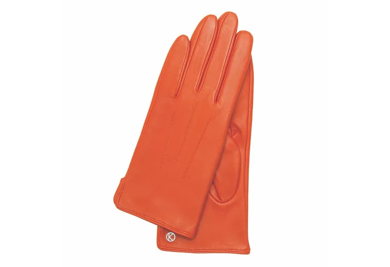 KESSLER Lederhandschuhe Style Carla (Paar, 1-St., Handschuhe) Leather Working Group zertifiziertes Leder, REPREVE® Fleecefutter, Orange, – Produktbild 1 von 4