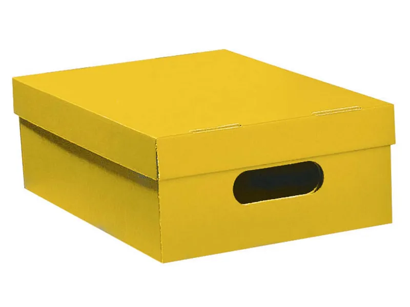 Aufbewahrungsbox "Color" aus Recyclingkarton, klein 24 x 32 x 11,5 cm, Gelb, – Produktbild 1 von 1