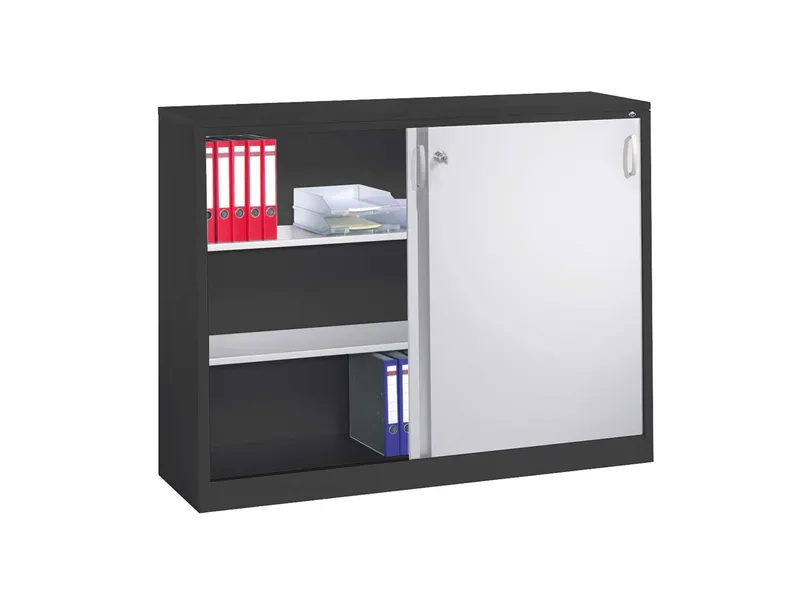 C+P C+P Schiebetürenschrank aus Stahl 160 cm breit anthrazit/alusilber T 40 H 120 – Produktbild 1 von 1