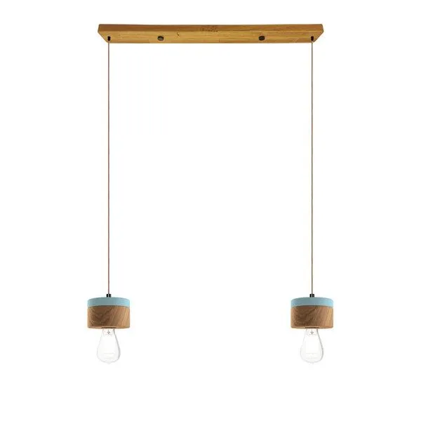 ALMUT von Wildheim ALMUT von Wildheim 2er Pendelleuchte Eichenholz und Pastelltönen, Pastellblau, – Produktbild 1 von 4