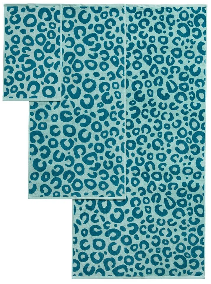 OTTO home Handtuch Set Anna Leopardenmuster, 8-tlg Handtuch-Set, 100% Baumwolle, Frottiervelours (Set, 8-St), Duschtücher, Handtücher und Gästetücher, weich, Blau, – Produktbild 4 von 5