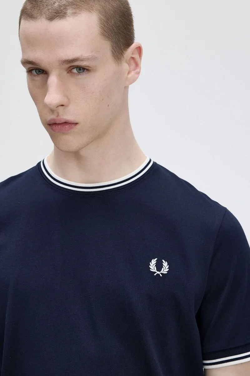 Fred Perry Fred Perry M1588 Twin Tipped T Shirt Navy - Größe XXL, Blau, – Produktbild 3 von 5