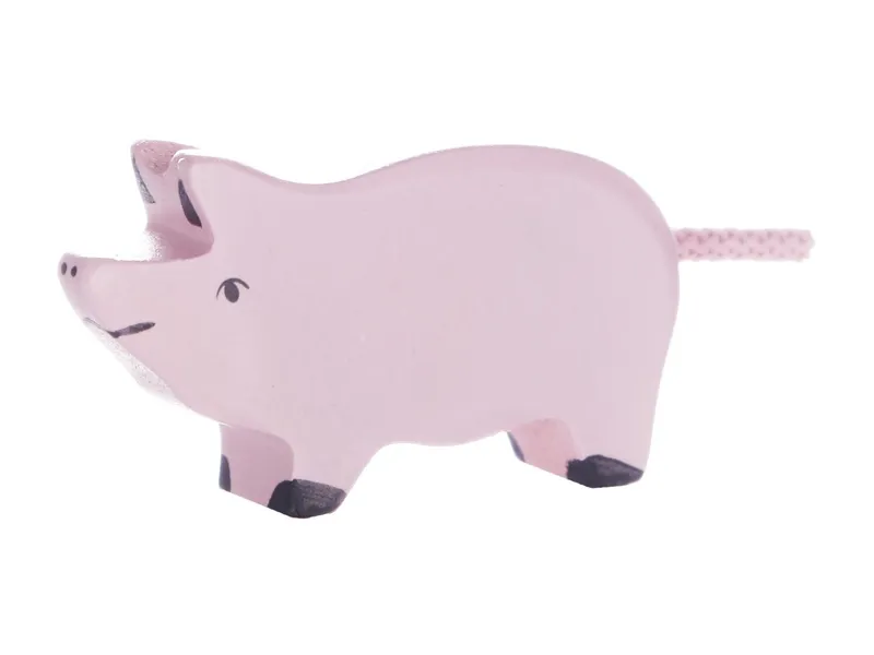 Holztiger Holztiger Holzfigur Ferkel Maße 6,5 x 1,9 x 4 cm, Rosa, mehrfarbig, – Produktbild 1 von 2