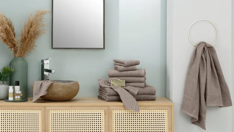 OTTO home Handtuch Set Inga, 3 Qualitäten, Duschtücher, Handtücher, Gästetücher, Seiftücher, Walkfrottier (10-St), Handtücher mit feiner Bordüre, 100% Baumwolle, Braun, – Produktbild 3 von 8