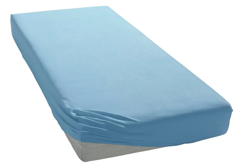 bellana Spannbettlaken bellana deluxe mit Elasthan, Jersey 230 g/m², Premium-Qualität, Jersey-Elasthan, Gummizug: rundum, (1 Stück), mit 5% Elasthan, für Matratzen bis 35cm Höhe, bügelfrei, faltenfrei, Blau, – Produktbild 7 von 7