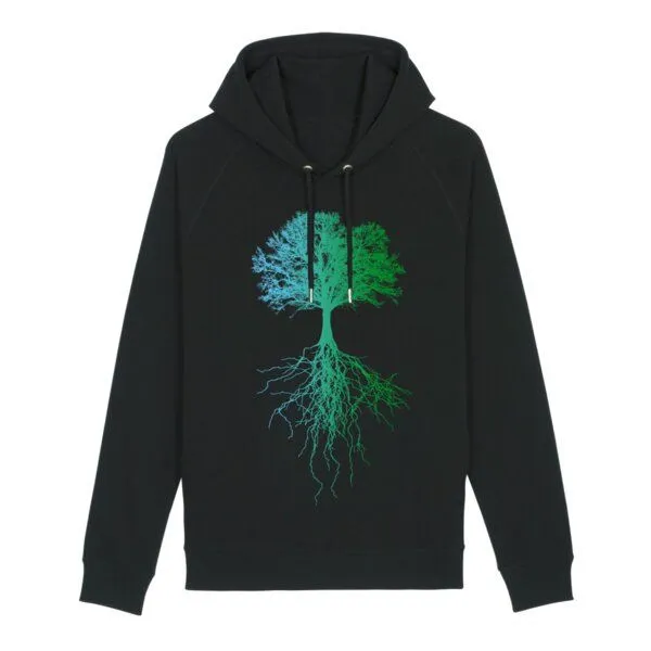 roots of compassion roots of compassion Hoodie "Deep Roots" Baum bio & fair & vegan - gerader Schnitt - Kapuzenpullover, Wurzeln, Natur, Umwelt, Schwarz, – Produktbild 1 von 2