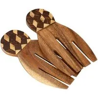 El Puente El Puente Salatbesteck "Schachbrett" | Fair Trade & Handmade aus Indonesien, Braun, – Produktbild 1 von 1