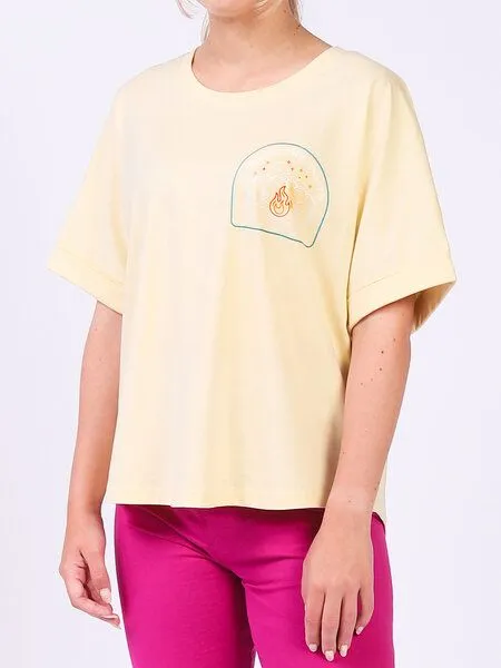 watapparel watapparel Oversize T-Shirt Frauen Explore the unseen, Butter, – Produktbild 3 von 4