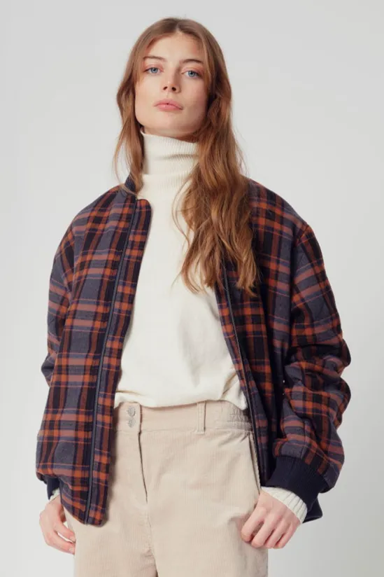KOMODO KOMODO Damen vegan Neblige Bomberjacke Kariert, Braun, – Produktbild 1 von 1
