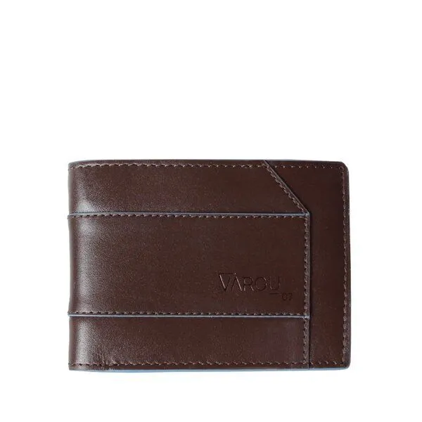 Vargu Vargu Echtleder Geldbörse KON 1-M, Brown - sky blue, – Produktbild 1 von 4