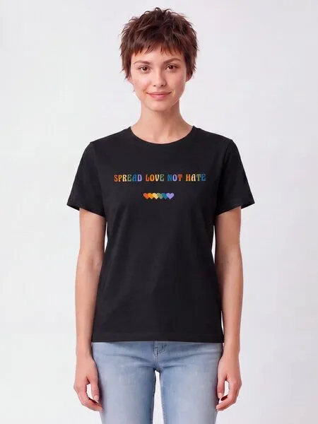 watapparel watapparel T-Shirt Frauen Spread Love not Hate, Black, – Produktbild 2 von 2