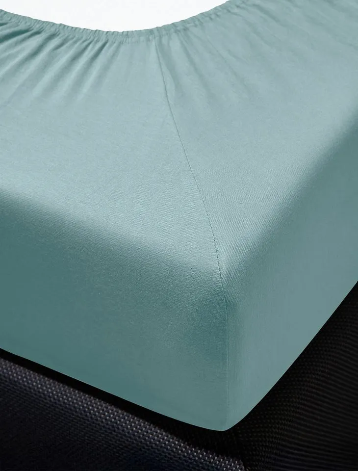 irisette irisette Spannbettlaken Jupiter 8, Mako-Jersey, Gummizug: rundum, (1 Stück), aus Baumwolle, für Matratzen bis 25 cm Höhe, Bettlaken, Spannbetttuch, Grün, – Produktbild 3 von 8
