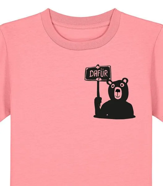 päfjes päfjes Der Bär ist DAFÜR! Du auch? - Kinder T-Shirt aus Bio Baumwolle Fair - Siebdruck, Rosa, – Produktbild 1 von 3