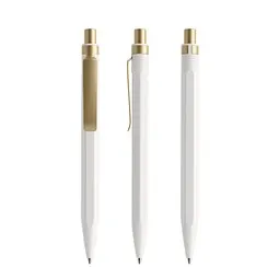 prodir prodir QS50 PMS Push Kugelschreiber, White-Gold satin finish, Weiß / gold, – Produktbild 1 von 1