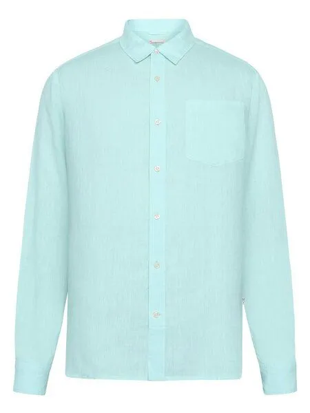 KnowledgeCotton Apparel KnowledgeCotton Apparel Regular Hemd aus Bio-Leinen - GOTS/Vegan, Hellblau (aqua-esque), – Produktbild 1 von 4