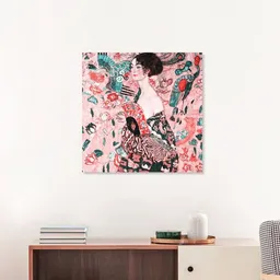 Photocircle Photocircle Poster / Leinwandbild - Gustav Klimt: Frau mit Fächer (pink) – Produktbild 1 von 1