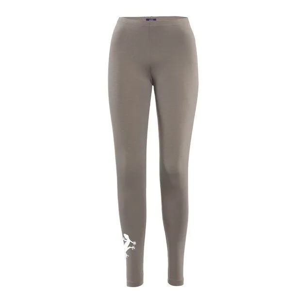 HANDGEDRUCKT HANDGEDRUCKT Leggings aus Biobaumwolle " Gecko", Taupe, – Produktbild 1 von 2