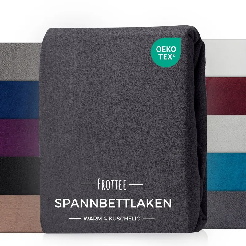 Carpe Sonno Spannbettlaken Frottee Winter Laken 90x200 100x200 140x200 160x200 180x200 200x200, Frottee, Gummizug: rundum, (1 Stück), Kuscheliges Winter Spannbettlaken 90x200 Spannbetttuch Anthrazit, Grau, – Produktbild 1 von 5